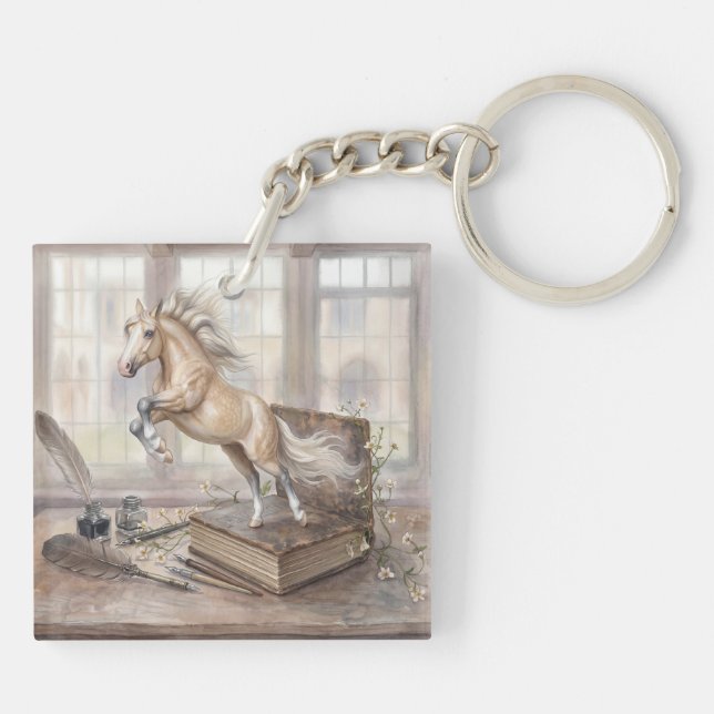 The Scholar Horse Leaping from a Book Key Ring (Back)