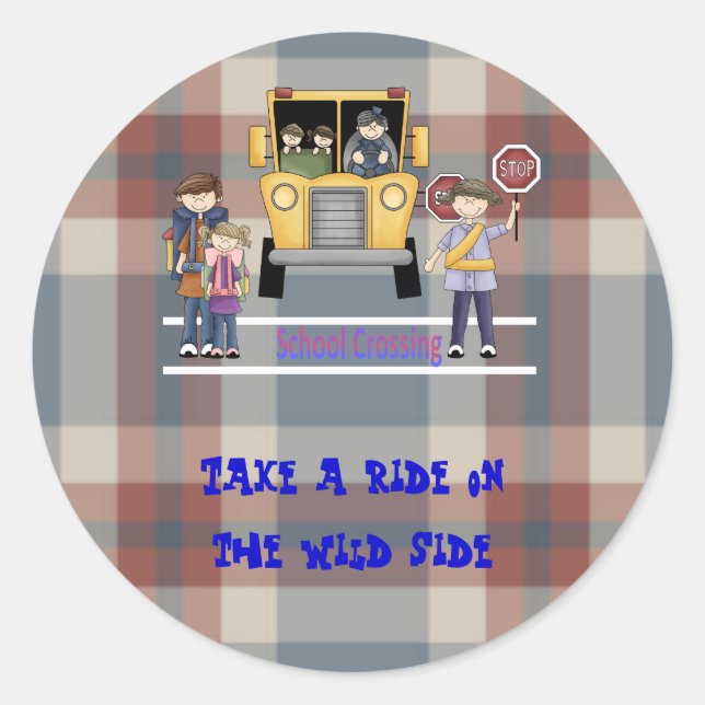 The School Crossing Classic Round Sticker (Front)
