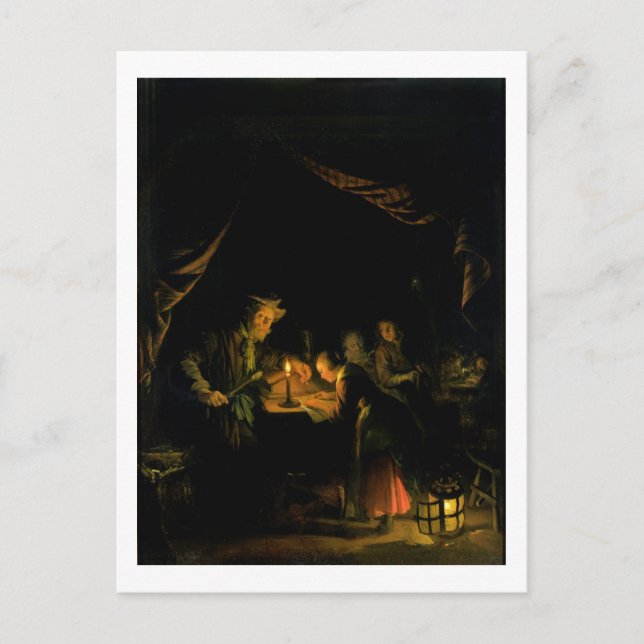 The School Master, 1660-65 (oil on panel) Postcard (Front)