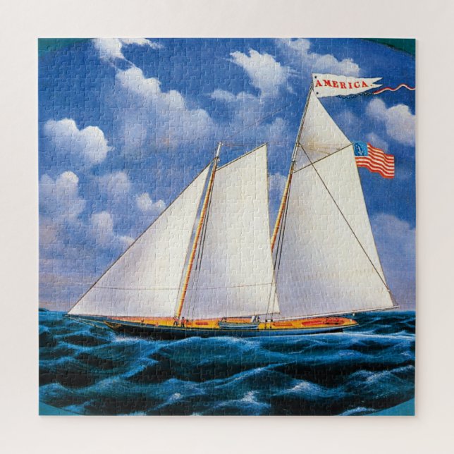 The Schooner Yacht "America" by James Bard Jigsaw Puzzle (Vertical)