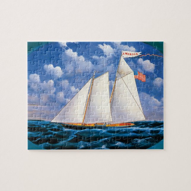 The Schooner Yacht "America" by James Bard Jigsaw Puzzle (Horizontal)