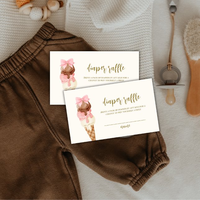 The Scoop Bow Ice Cream Diaper Raffle Baby Shower  Enclosure Card (The Scoop Bow Ice Cream Diaper Raffle Baby Shower Enclosure Card)