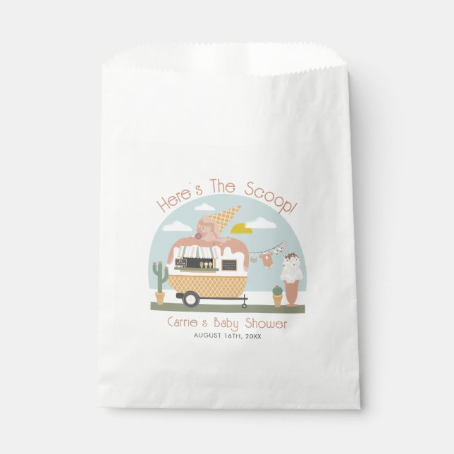 The Scoop Ice Cream Camper Light Pink Baby Shower Favour Bags (Front)