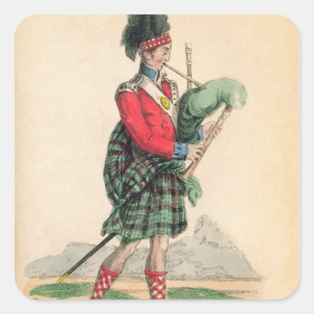 The Scotch Piper Square Sticker (Front)
