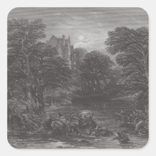 The Scots pursued after the Battle of Preston Square Sticker