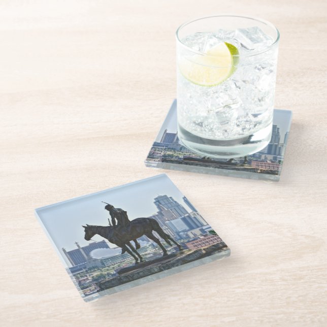 The Scout Statue, Kansas City Glass Coaster (Angled)
