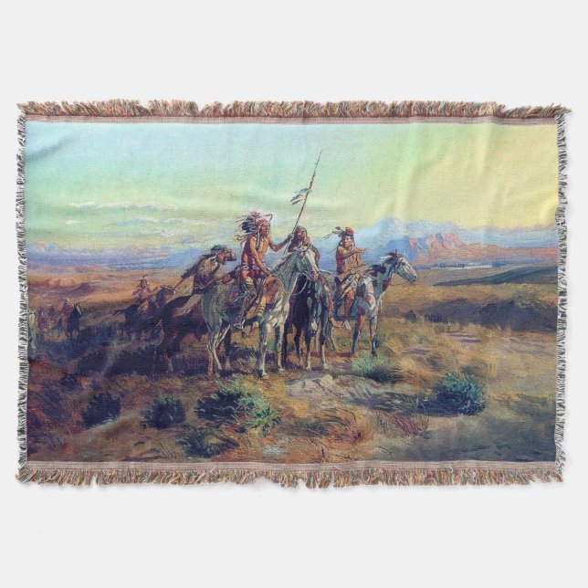 The Scouts by Charles Marion Russell 1902 Throw Blanket (Front)