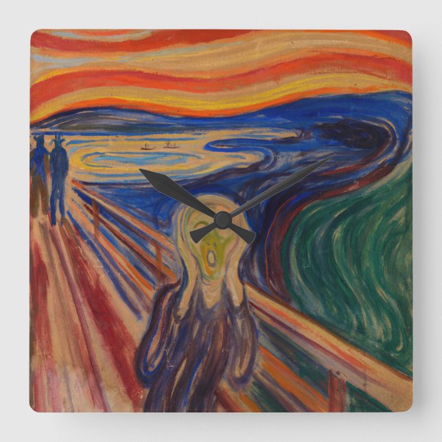 The Scream, 1910 by Edvard Munch Square Wall Clock (Front)