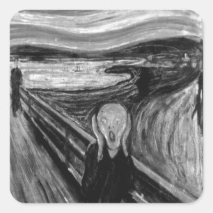 The Scream Black And White By Edvard Munch Square Sticker
