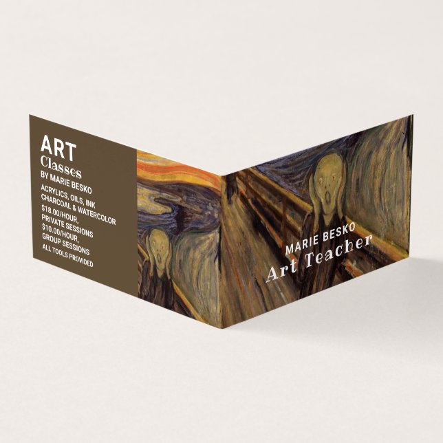 The Scream By Edvard Munch, Art Teacher, Detailed Business Card (Outside)
