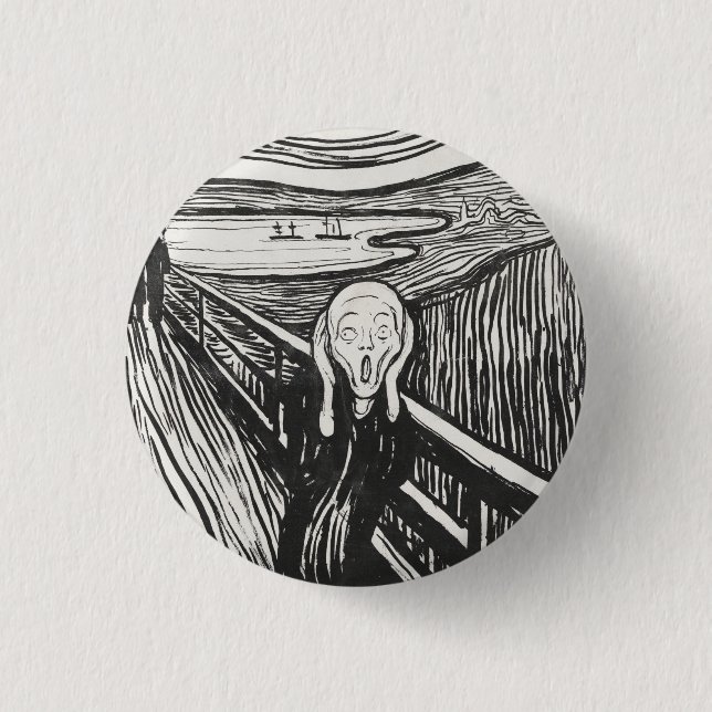 The Scream by Edvard Munch Black and White 3 Cm Round Badge (Front)