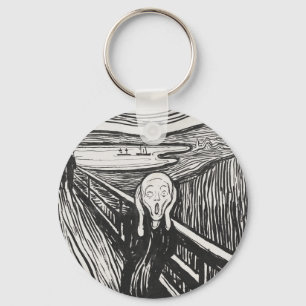 The Scream by Edvard Munch Black and White Key Ring
