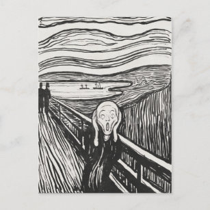 The Scream by Edvard Munch Black and White Postcard