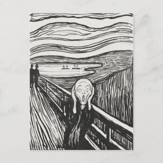 The Scream by Edvard Munch Black and White Postcard