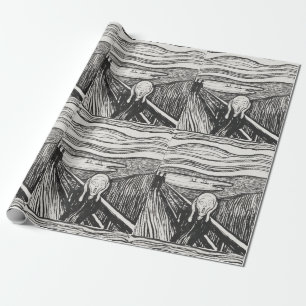 The Scream by Edvard Munch Black and White Wrapping Paper