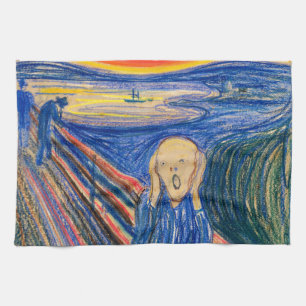 The Scream by Edvard Munch (in pastel) Modern Art Tea Towel