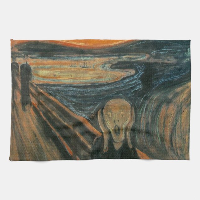 The Scream by Edvard Munch Tea Towel (Horizontal)