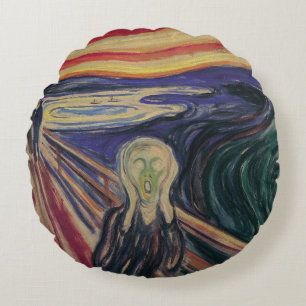 The Scream by Edvard Munch, Vintage Expressionism Round Cushion