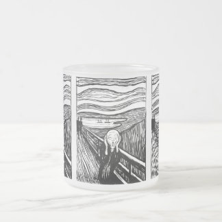 The Scream by Munch – Black Line Lithograph Frosted Glass Coffee Mug