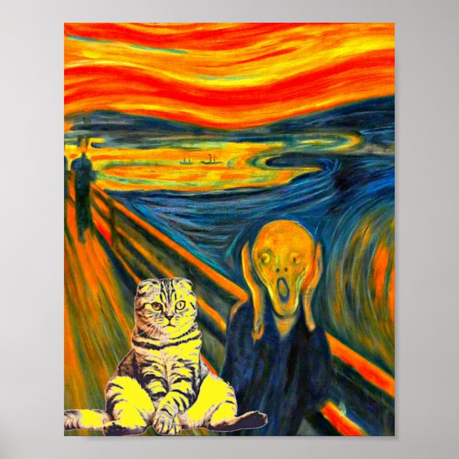 The Scream by Munch, Cat Art Parody   Poster (Front)