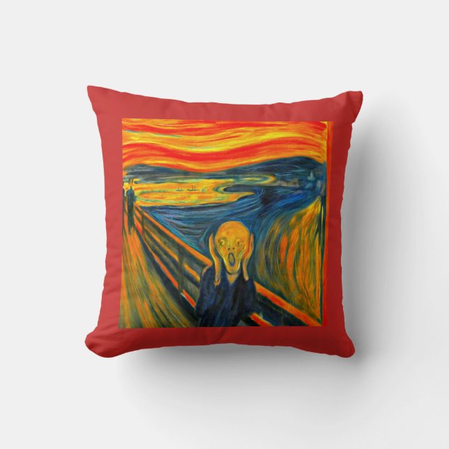 The Scream by Munch, Fine Art  Cushion (Front)