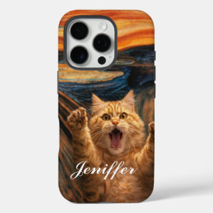 The Scream Cat Parody Art iPhone 16 Pro Case