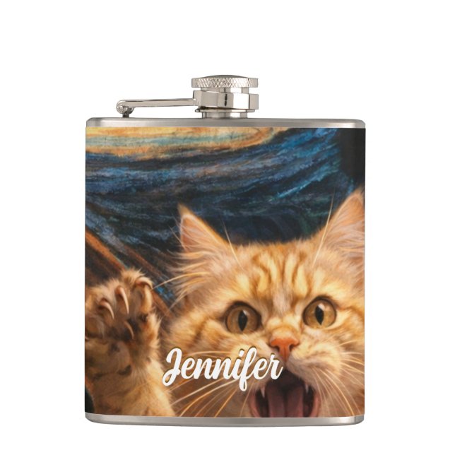 The Scream Cat Parody Art                          Hip Flask (Front)