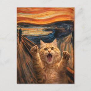 The Scream Cat Parody Art Postcard