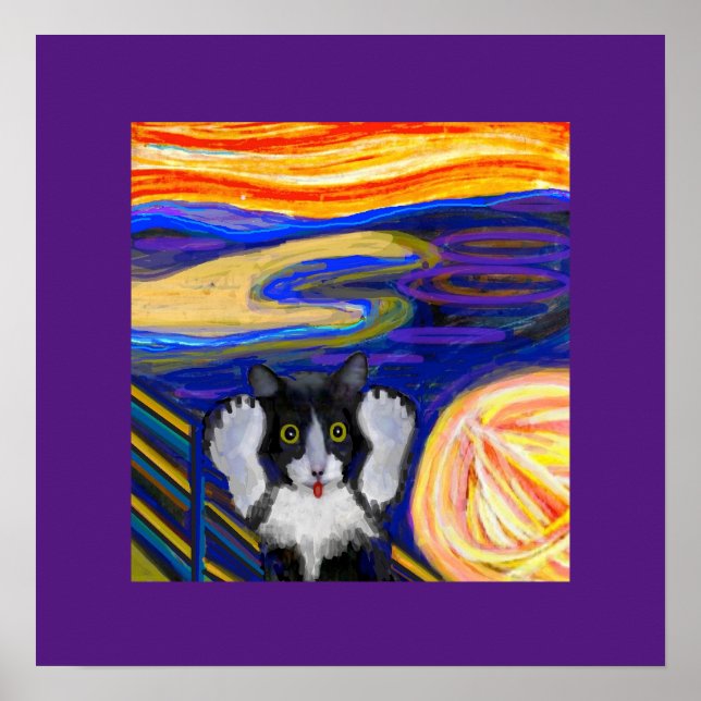 The Scream,  Cat Parody, Faux Wrapped Canvas Print (Front)