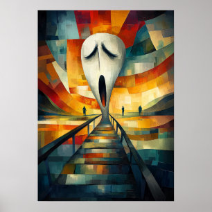 The Scream Cubist Minimalist masterpiece inspired Poster