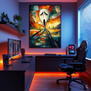 The Scream Cubist Minimalist masterpiece inspired Poster