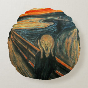 The Scream Edvard Munch Modern Expressionist Art Round Cushion