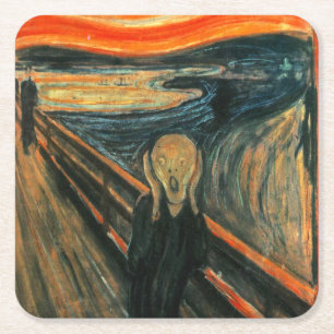 The Scream Edvard Munch Modern Expressionist Art Square Paper Coaster