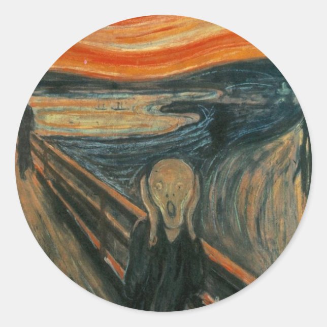 The Scream - Edvard Munch. Painting Artwork. Classic Round Sticker (Front)