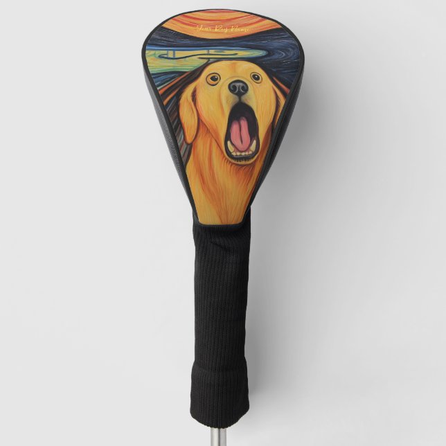 The Scream - Golden Retriever Dog 002 - Pall Munch Golf Head Cover (Front)