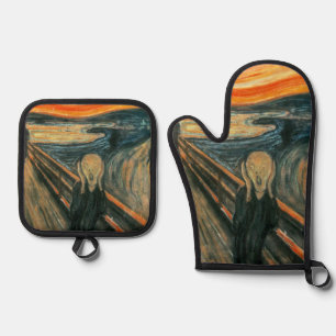 The Scream Munch Modern Art Abstract Oven Mitt & Pot Holder Set