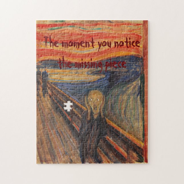 The Scream Occasioned by a Missing Piece Comical Jigsaw Puzzle (Vertical)