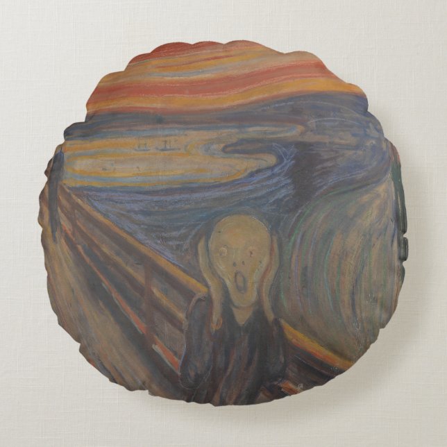 The Scream of Nature by Edvard Munch 1893 Round Cushion (Front)