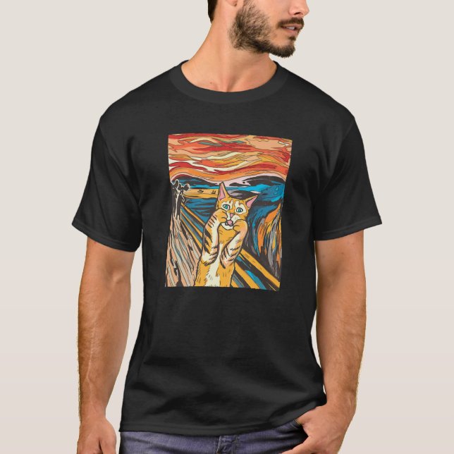 The Scream Picture Munch Cats Mice Parody Men Wome T-Shirt (Front)