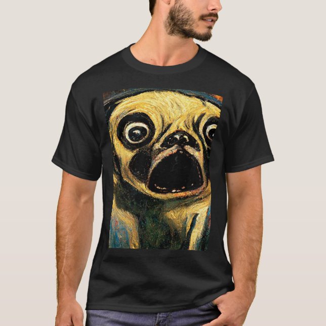 The Scream Pug Version  Cute Dog T-Shirt (Front)