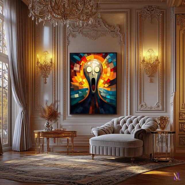 The Scream Stained Glass Mosaic Artwork Canvas Print (Creator Uploaded)