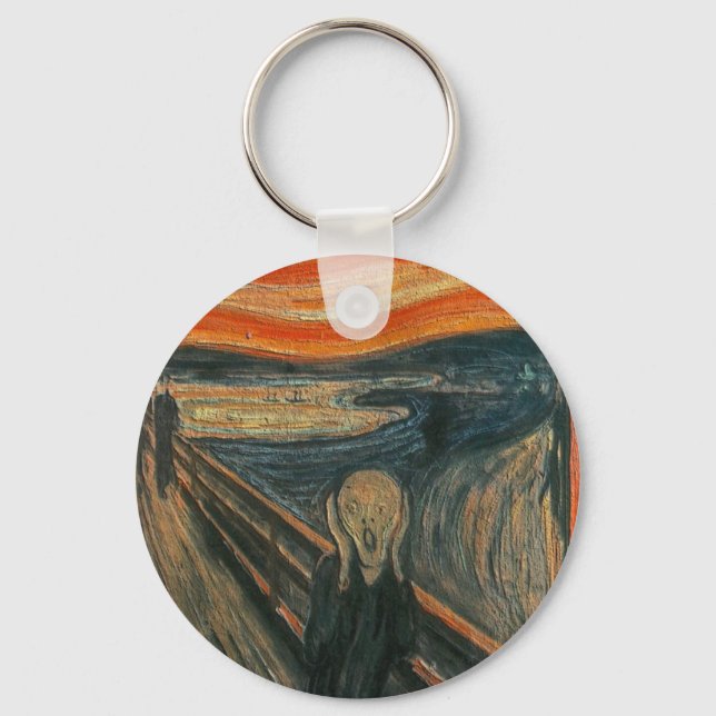 The Scream (Textured) by Edvard Munch Key Ring (Front)