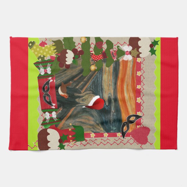 the scream ugly christmas tea towel (Horizontal)