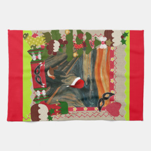 the scream ugly christmas tea towel