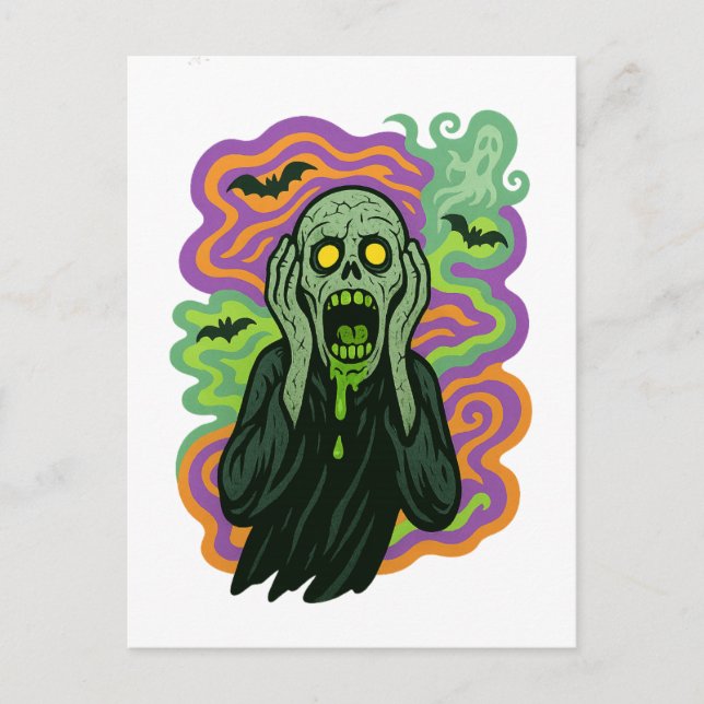 The Scream – Zombie Cartoon Postcard (Front)