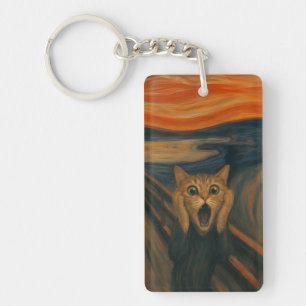 The Screaming Cat Parody Classic Art Funny Key Ring