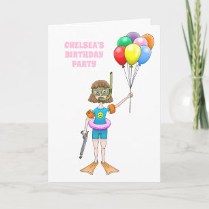 The Scuba Diver Girl's Birthday Party Invitation