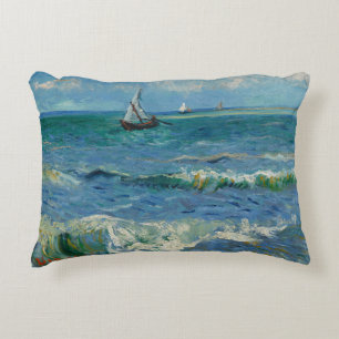 The Sea at Les Saintes Maries de la Mer Van Gogh Decorative Cushion