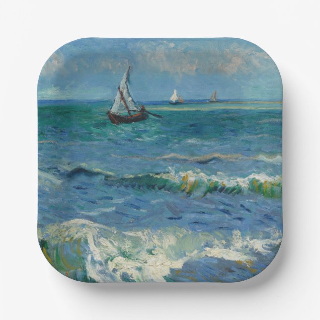 The Sea at Les Saintes Maries de la Mer | Van Gogh Paper Plate (Front)