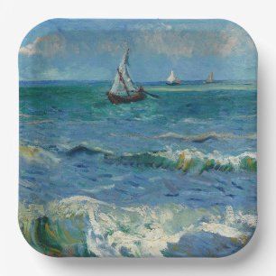The Sea at Les Saintes Maries de la Mer Van Gogh Paper Plate